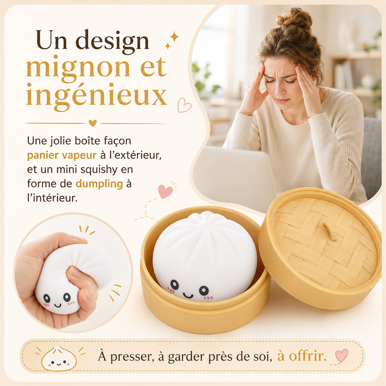 Mini Dumpling Squishy Surprise – Boîte Kawaii à Presser